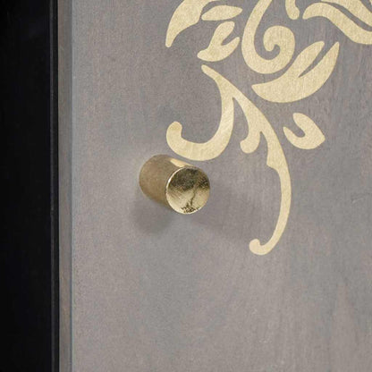 Sideboard Grau und Gold 90 x 33.5 x 75 cm Massivholz Mango