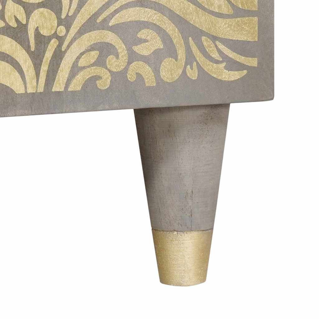 Sideboard Grau und Gold 90 x 33.5 x 75 cm Massivholz Mango