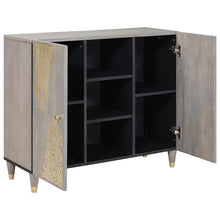 Sideboard Grau und Gold 90 x 33.5 x 75 cm Massivholz Mango