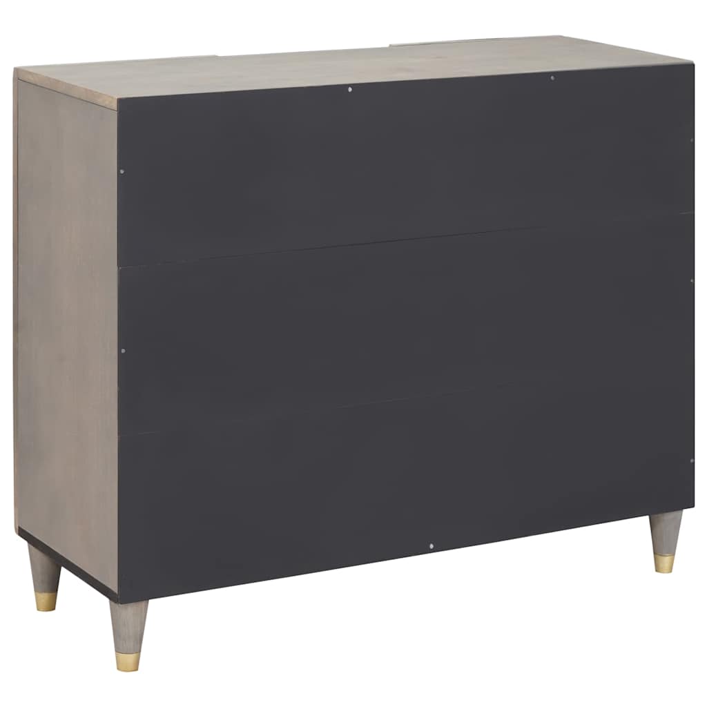 Sideboard Grau und Gold 90 x 33.5 x 75 cm Massivholz Mango
