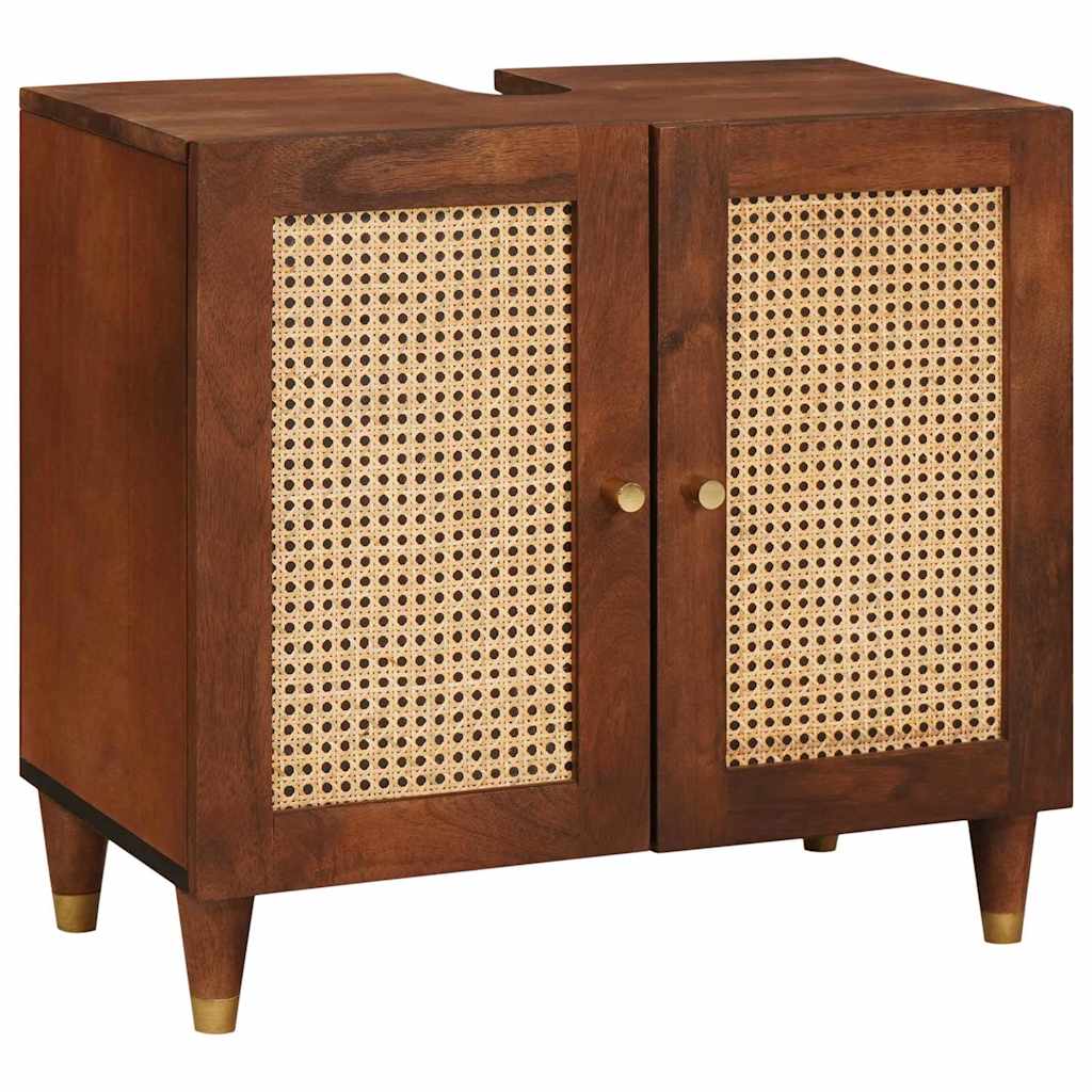 Waschbeckenunterschrank mit Regal mit Tür Braun 62 x 33 x 58 cm