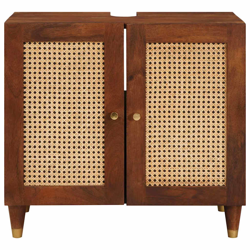 Waschbeckenunterschrank mit Regal mit Tür Braun 62 x 33 x 58 cm