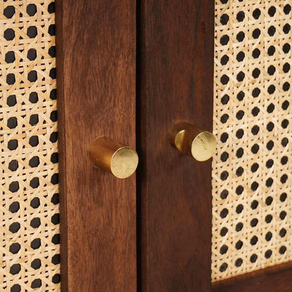 Sideboard Braun 60 x 33.5 x 75 cm Rohr und massives Mangoholz