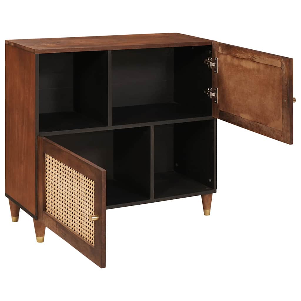 Sideboard Braun 80 x 33.5 x 75 cm Rohr und massives Mangoholz
