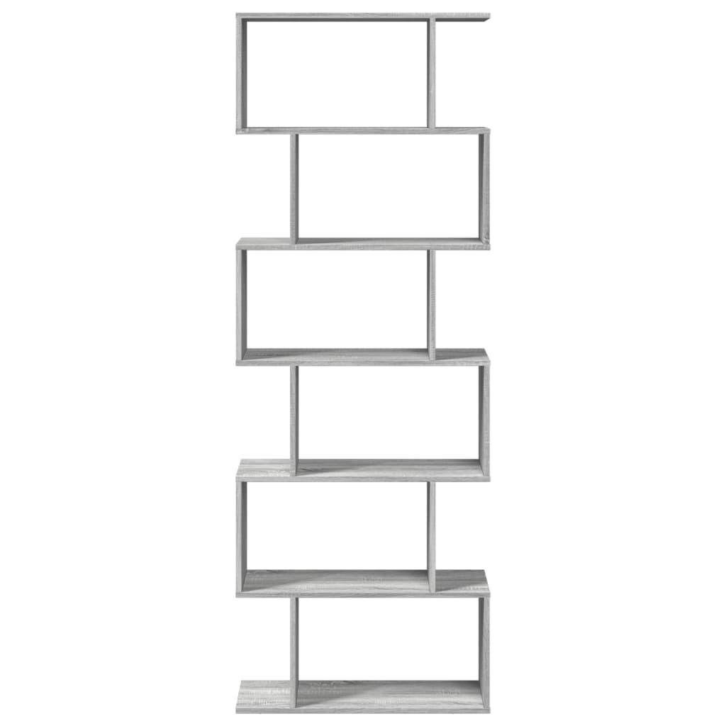 Raumteiler-Bücherregal 6 Etagen Grau Sonoma 70x24x193 cm