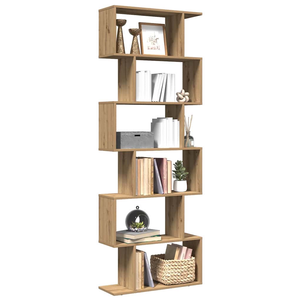 Raumteiler-Bücherregal 6 Etagen Artisan-Eiche 70x24x193 cm
