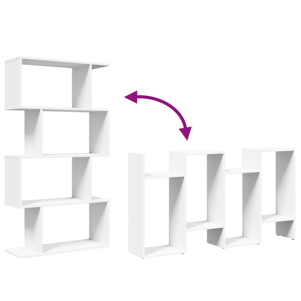 Raumteiler Bücherregal 4-stufig Weiß 70x24x129 cm Holzwerkstoff