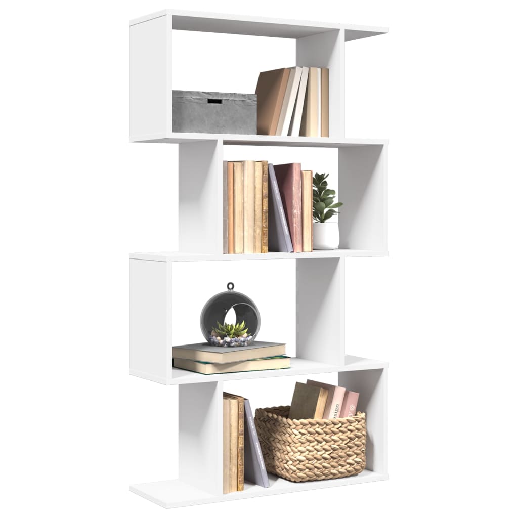 Raumteiler Bücherregal 4-stufig Weiß 70x24x129 cm Holzwerkstoff