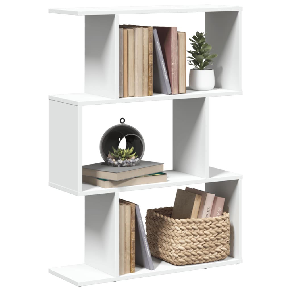 Raumteiler Bücherregal 3-stufig Weiß 70x24x97 cm Holzwerkstoff