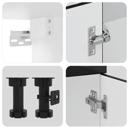 7-tlg. Küchenschrank-Set Porto Schwarz Holzwerkstoff