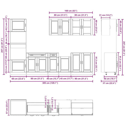 7-tlg. Küchenschrank-Set Kalmar Artisan-Eiche Holzwerkstoff