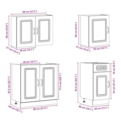 7-tlg. Küchenschrank-Set Kalmar Hochglanz-Weiß Holzwerkstoff