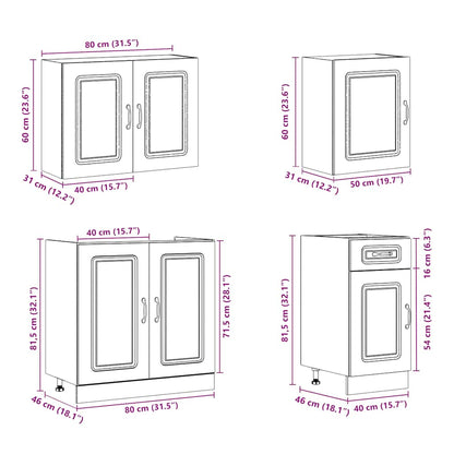 7-tlg. Küchenschrank-Set Kalmar Betongrau Holzwerkstoff