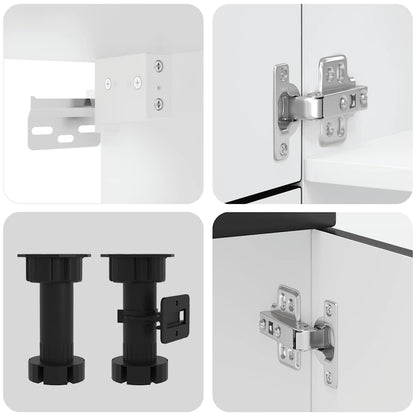 7-tlg. Küchenschrank-Set Porto Schwarz Holzwerkstoff