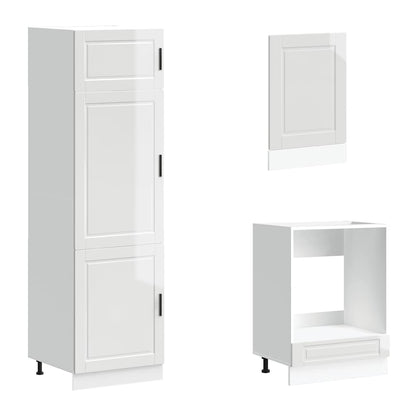 7-tlg. Küchenschrank-Set Porto Hochglanz-Weiß Holzwerkstoff