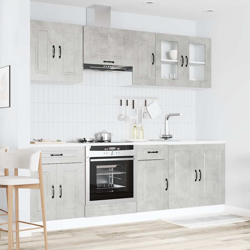 8-tlg. Küchenschrank-Set Kalmar Betongrau Holzwerkstoff