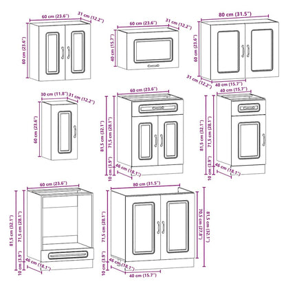 8-tlg. Küchenschrank-Set Kalmar Räuchereiche Holzwerkstoff