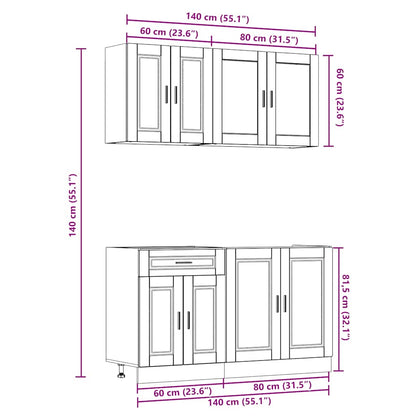 4-tlg. Küchenschrank-Set Porto Hochglanz-Weiß Holzwerkstoff