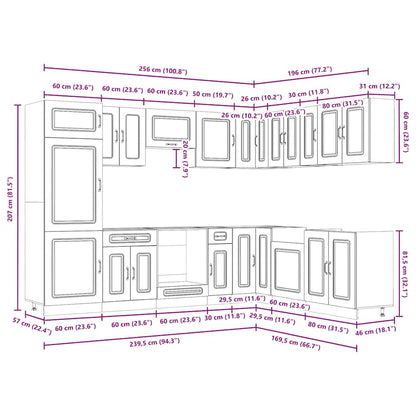 14-tlg. Küchenschrank-Set Kalmar Artisan-Eiche Holzwerkstoff