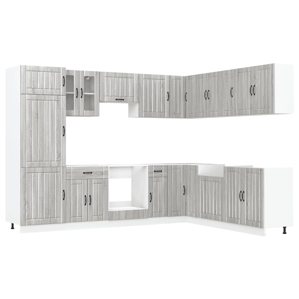14-tlg. Küchenschrank-Set Lucca Grau Sonoma Holzwerkstoff