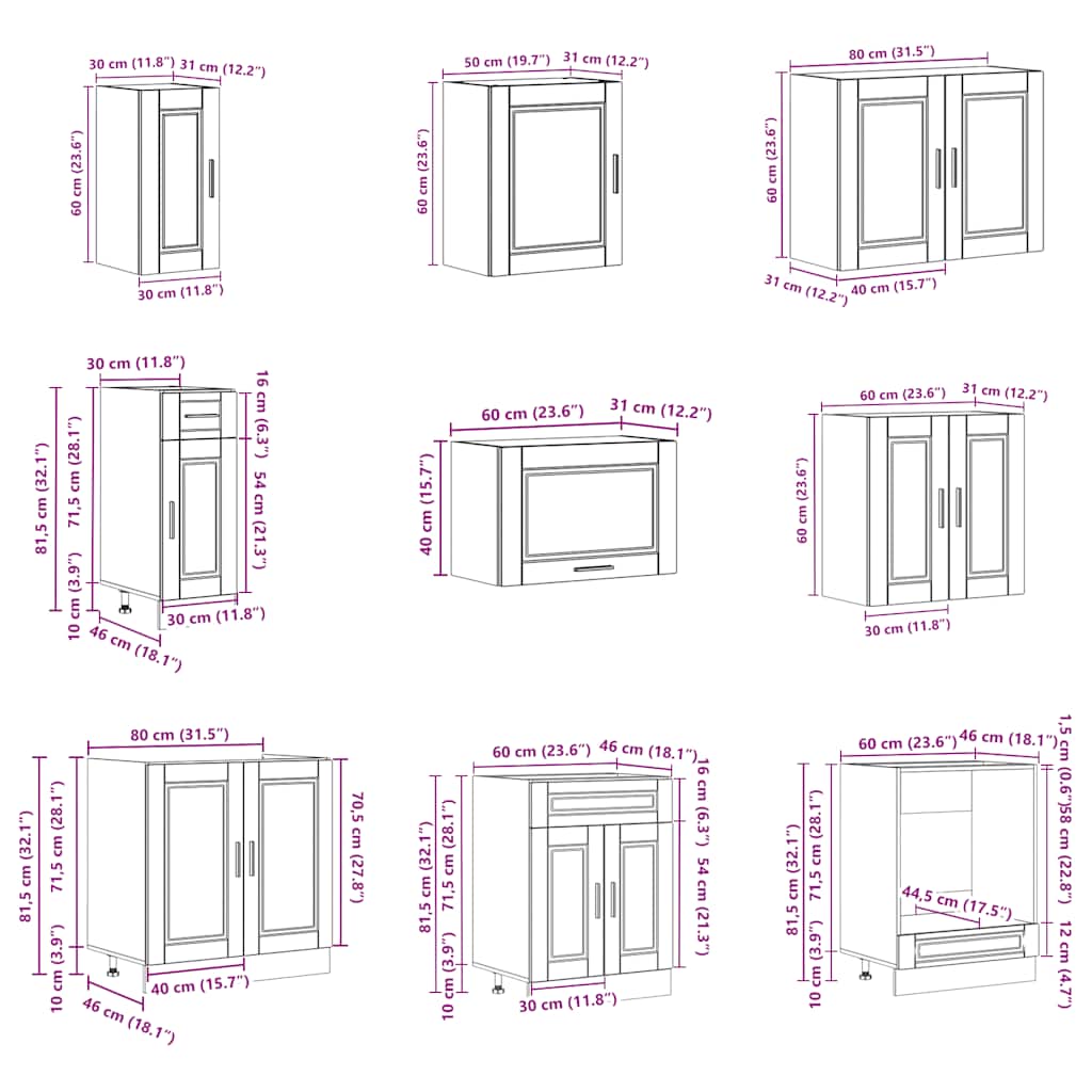 14-tlg. Küchenschrank-Set Porto Weiß Holzwerkstoff