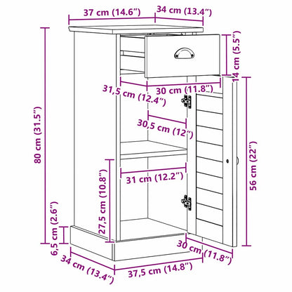 Badezimmerschrank VIGO Weiß 37,5 x 34 x 80 cm Massivholz Kiefer