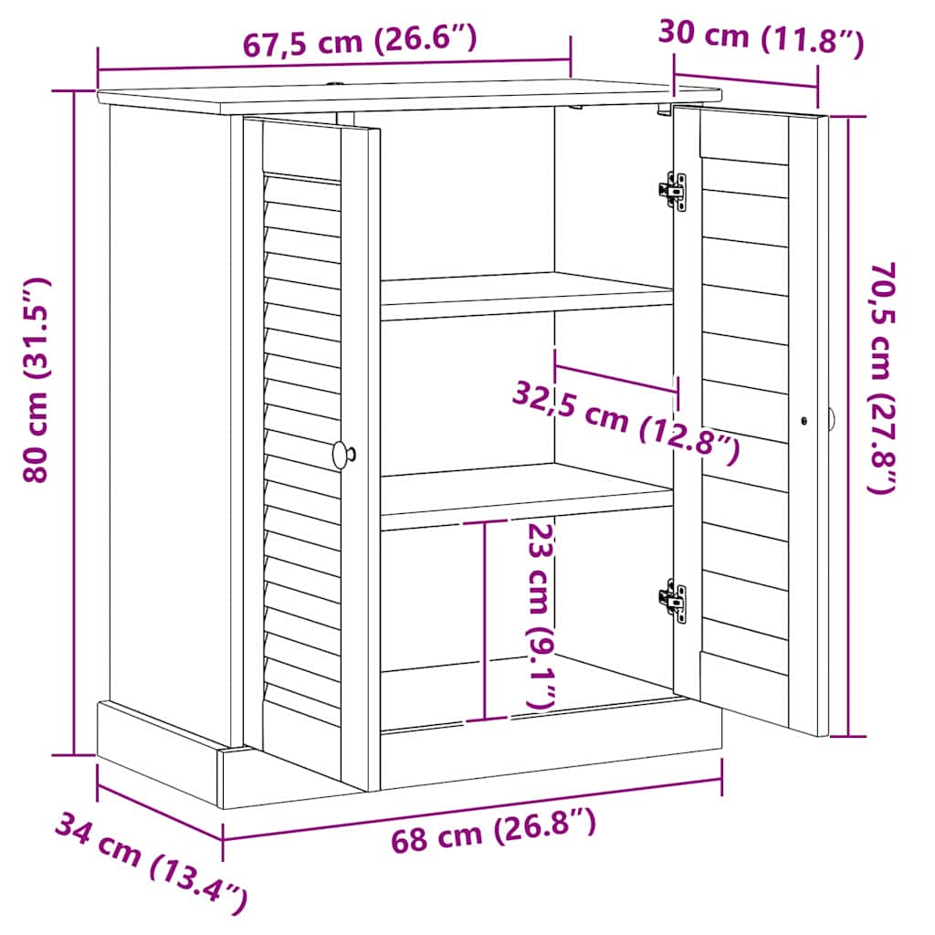 Badezimmer Schrank Sonstiges VIGO Braun Massivholz Kiefer