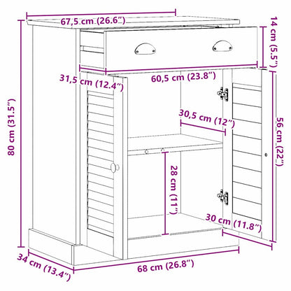 Badezimmer Schrank mit Speicher VIGO Weiß 67,5 x 34 x 80 cm