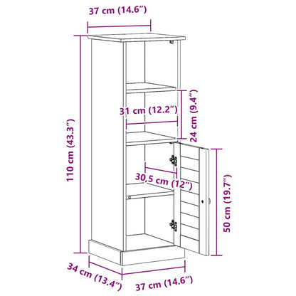 Badezimmer Schrank VIGO Honigbraun 37 x 34 x 110 cm