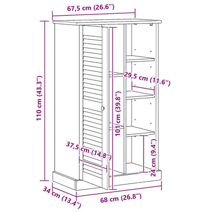 Badezimmer Schrank VIGO Honigbraun 67,5 x 34 x 110 cm