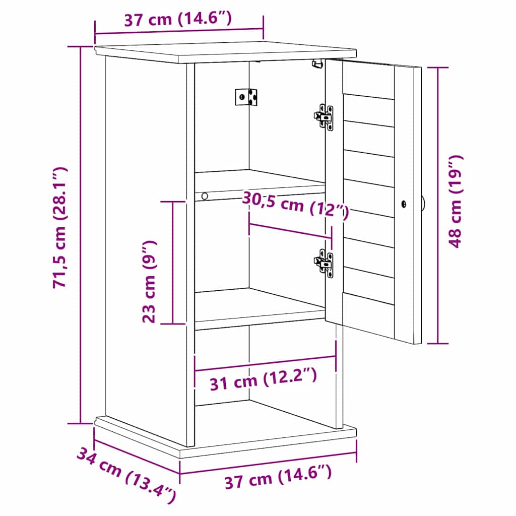 Wandmontierter Badezimmerschrank VIGO Weiß 37 x 34 x 71,5 cm