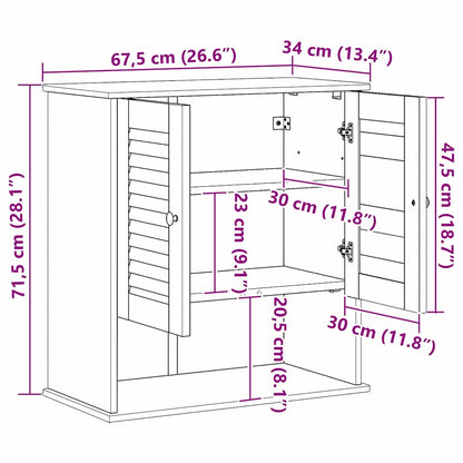 Wandmontierter Badezimmerschrank Wandmontiert VIGO Honigbraun