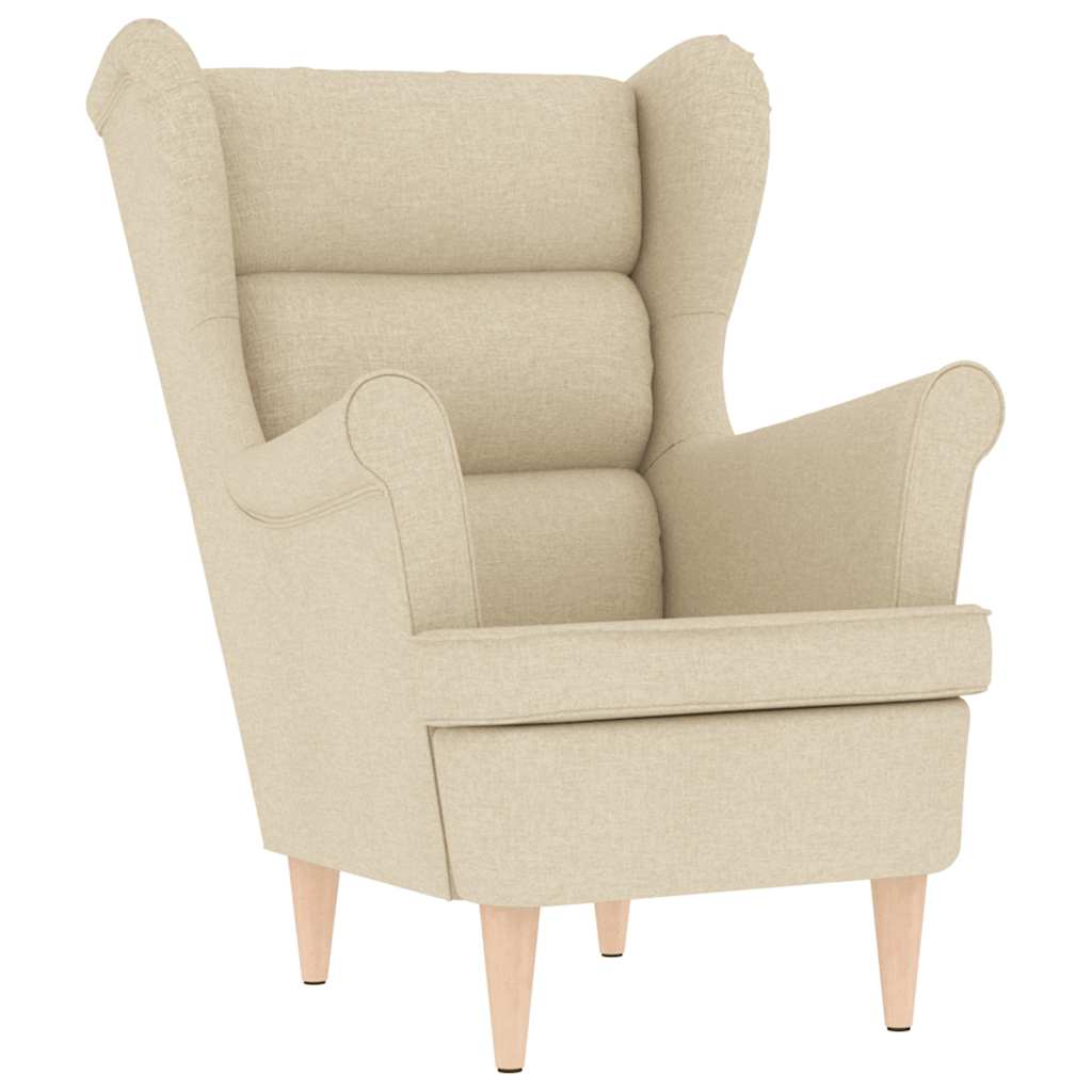 Sessel mit Fußhocker Creme Stoff