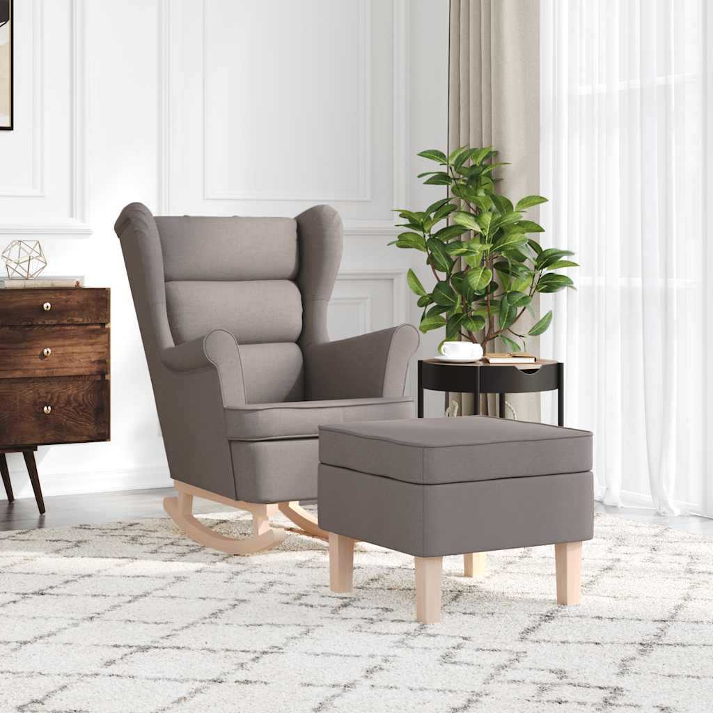 Schaukelstuhl mit Fußhocker Taupe Stoff