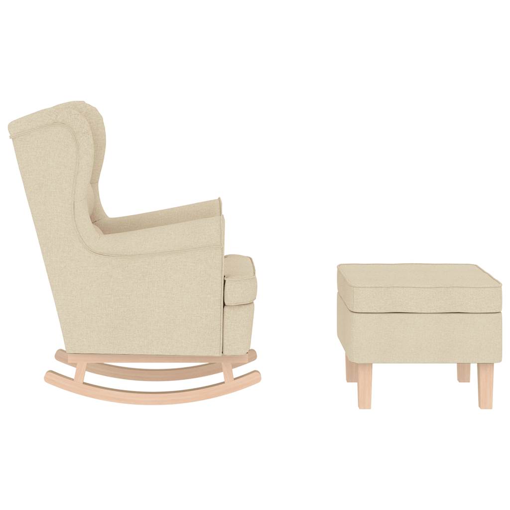 Schaukelstuhl mit Fußhocker Creme Stoff