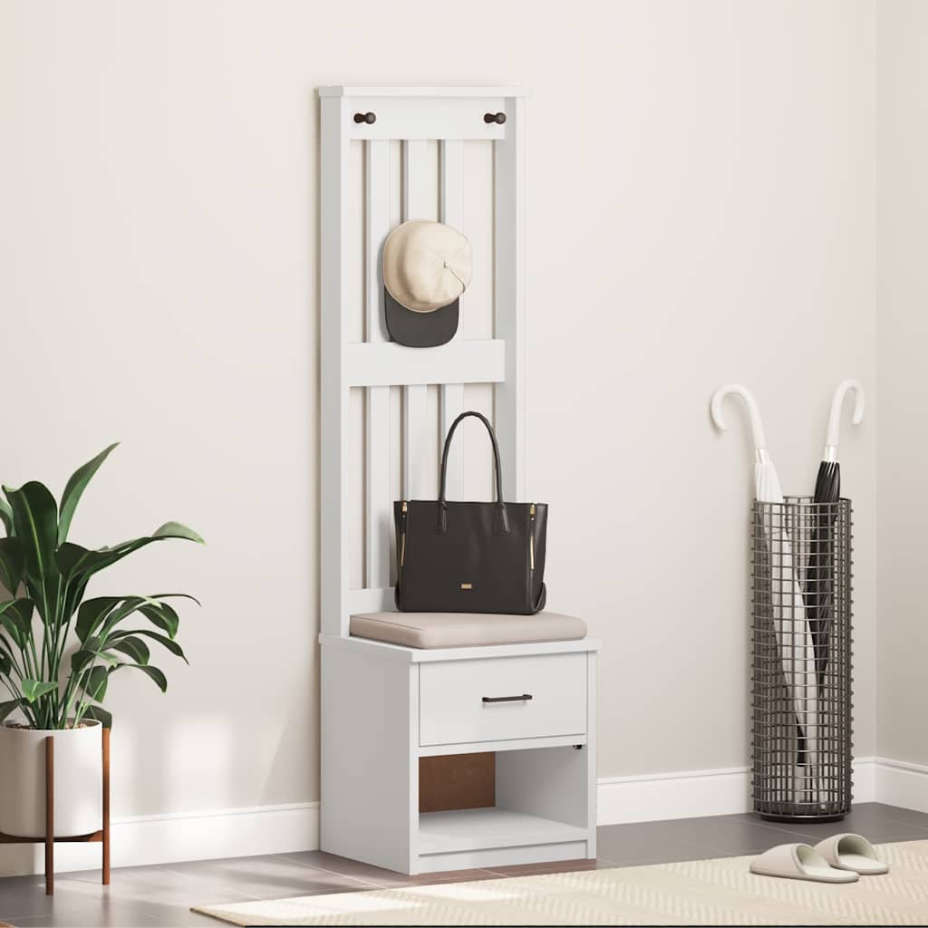 Garderobenständer SANDNES Weiß 45x40x159,5 cm Massivholz Kiefer