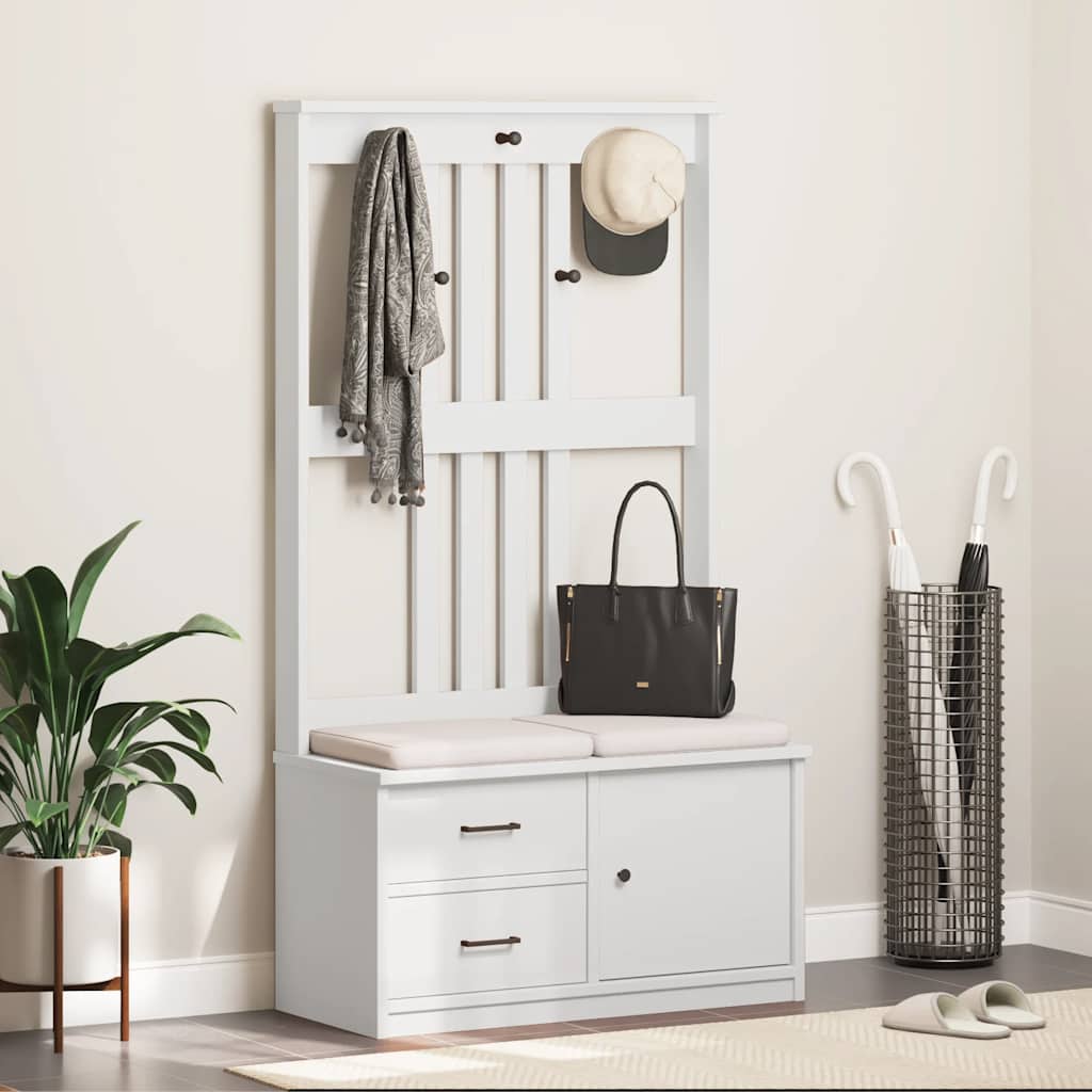 Garderobenständer SANDNES Weiß 87x40x159,5cm Massivholz Kiefer