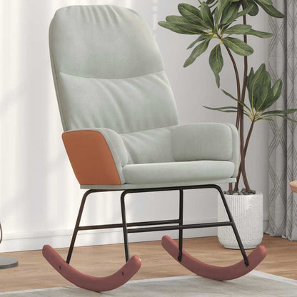 Schaukelstuhl Hellgrau Samt