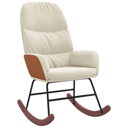 Schaukelstuhl Samt Creme Cremeweiß Ohne Fußhocker