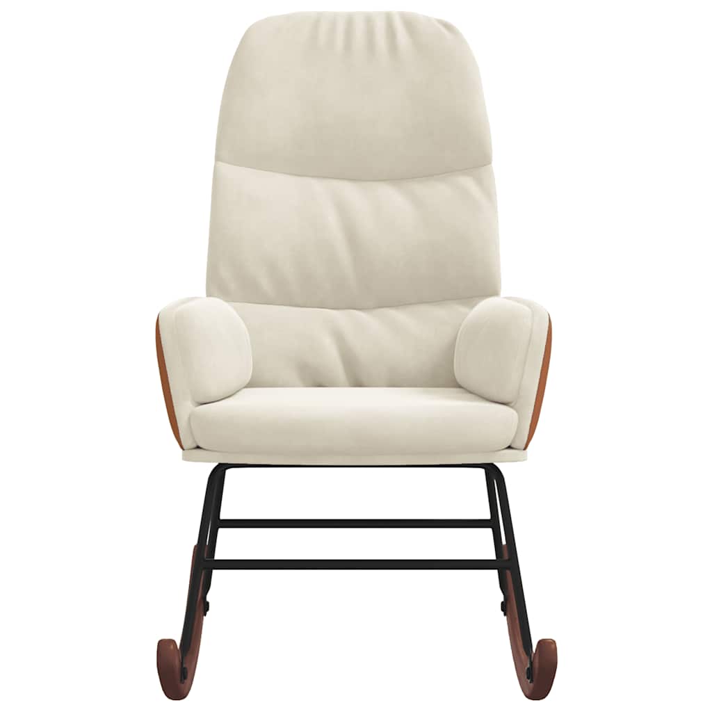 Schaukelstuhl Samt Creme Cremeweiß Ohne Fußhocker