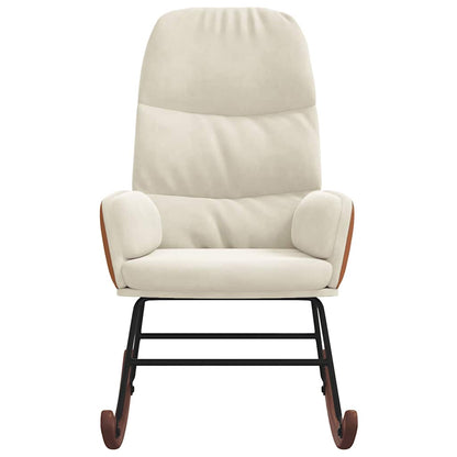 Schaukelstuhl Samt Creme Cremeweiß Ohne Fußhocker