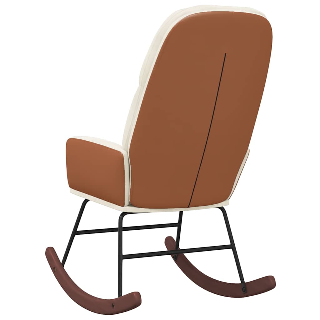 Schaukelstuhl Samt Creme Cremeweiß Ohne Fußhocker