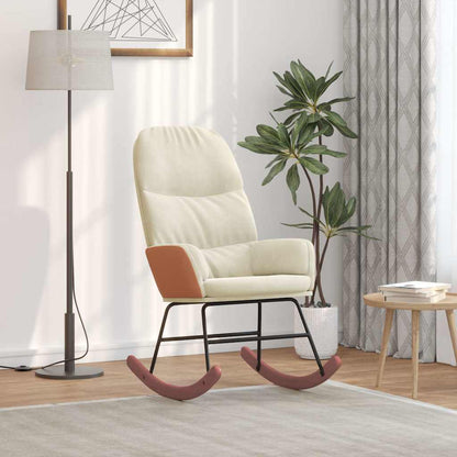 Schaukelstuhl Samt Creme Cremeweiß Ohne Fußhocker