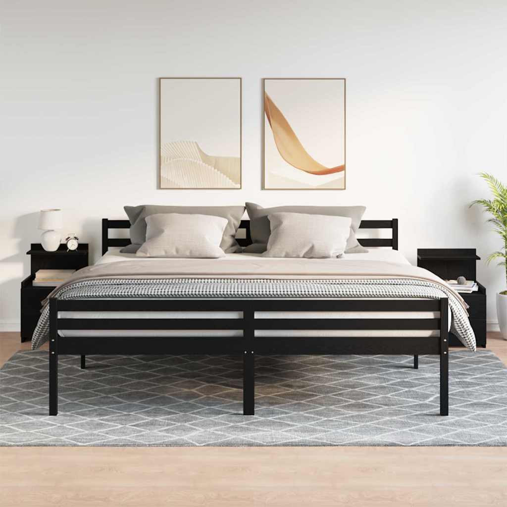 Nachttische 2 Stk. mit 2 Schubladen Schwarz 40x36,5x62 cm