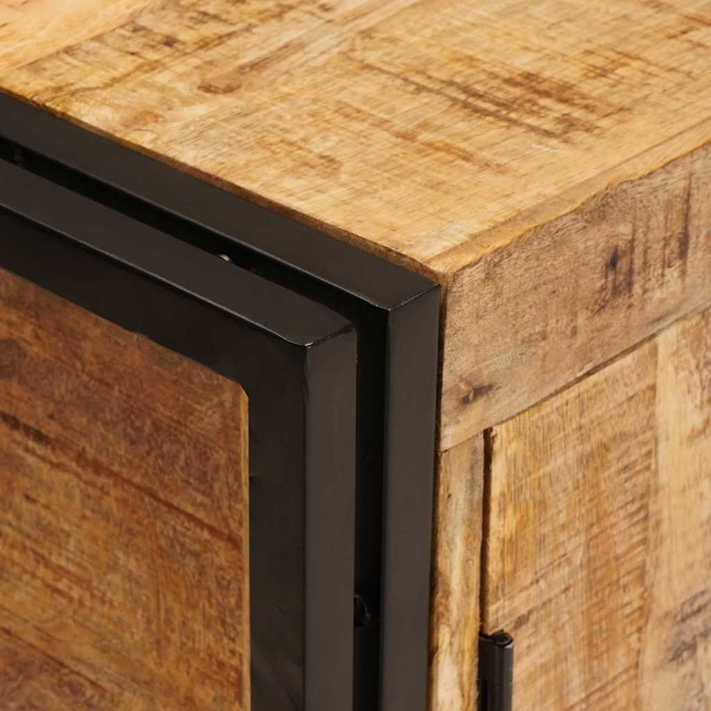 Waschbeckenunterschrank mit Tür Massivholz Mangoholz und Eisen