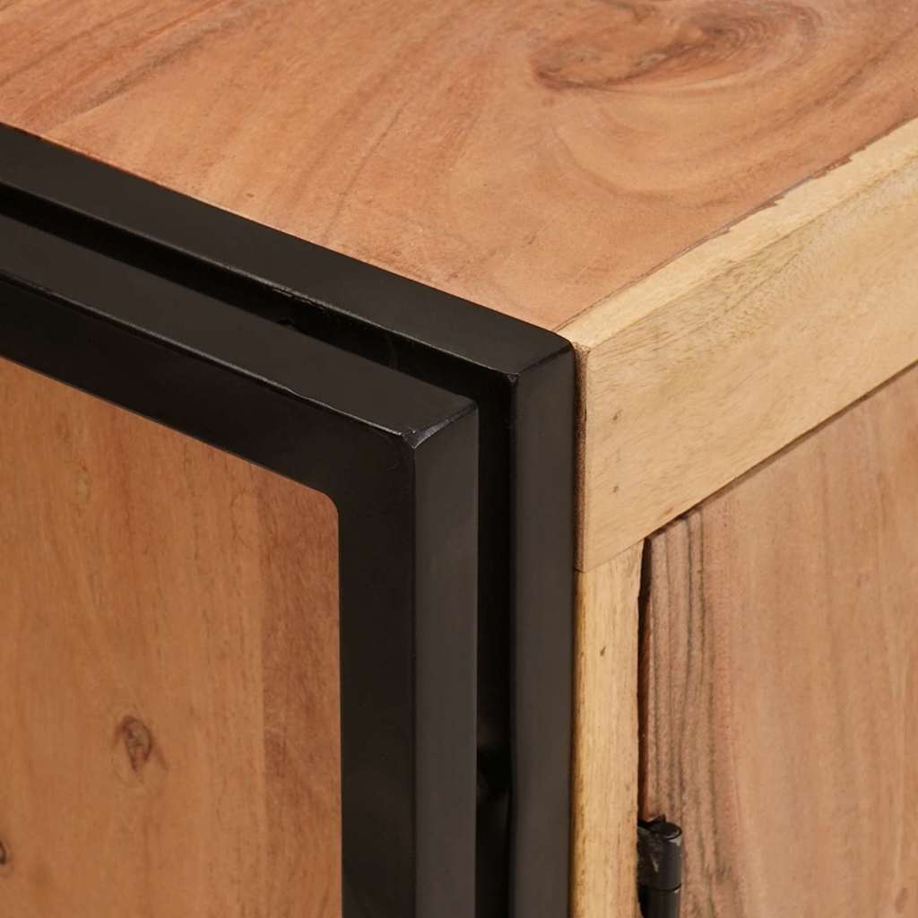 Waschbeckenunterschrank mit Tür Massivholz Akazie und Eisen