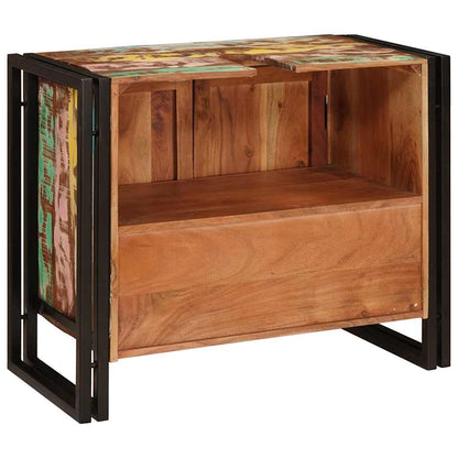 Waschbeckenunterschrank mit Tür Massivholz Altholz und Eisen