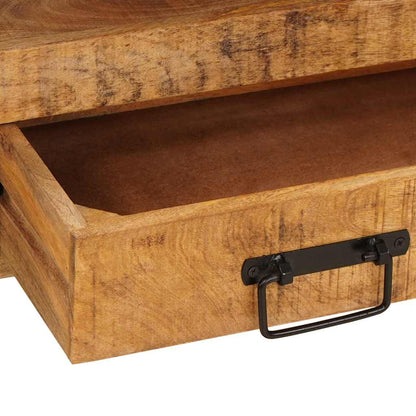 Waschbeckenunterschrank Massivholz Mangoholz und Eisen