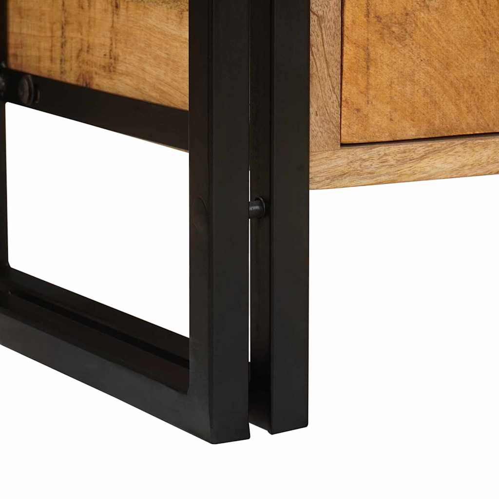 Waschbeckenunterschrank Massivholz Mangoholz und Eisen