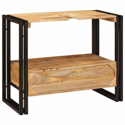 Waschbeckenunterschrank Massivholz Mangoholz und Eisen